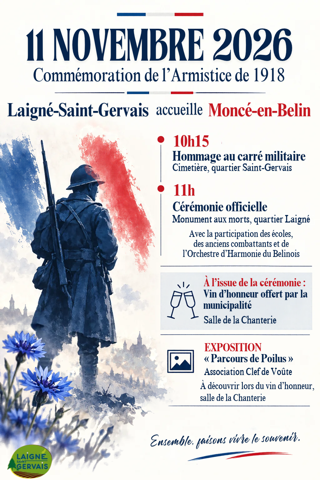 11 NOVEMBRE 2026 – CÉRÉMONIES COMMÉMORATIVES
